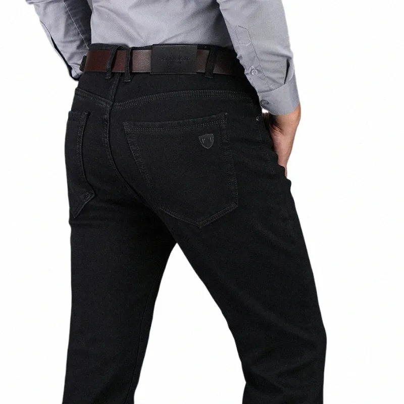 Shan BAO 2022 Осенние брендовые чистые черные прямые джинсы в классическом стиле для молодых мужчин, повседневные тонкие эластичные джинсовые джинсы p4Wk #