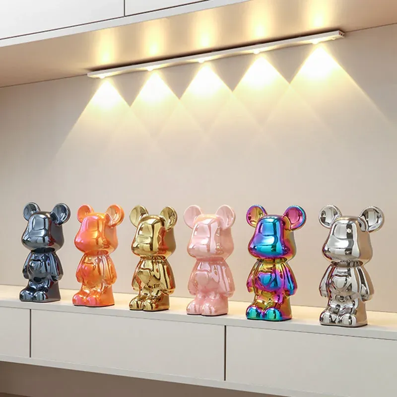 Stojaki Northeuins Ceramiczne przemoc Niedźwiedź Figurki Kolorowe galwaniczne misie kolekcja Niedźwiedzia Przedmiot do salonu ozdoby dekoracyjne