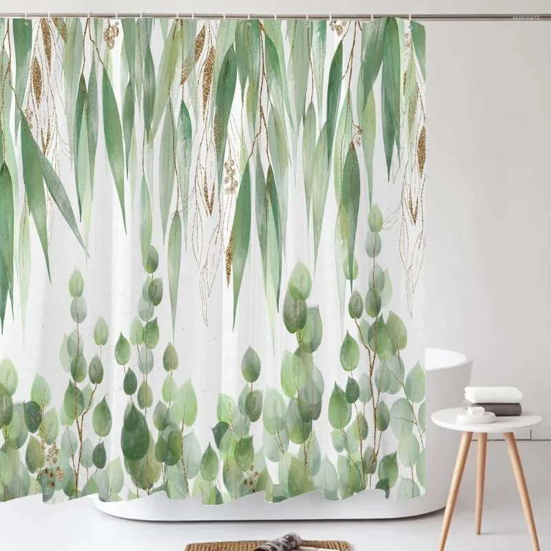 Zasłony prysznicowe 3D Tropikalne zielone rośliny liść kaktus palmy kurtyn łazienki wystrój domu Wodoodporny materiał z haczykiem