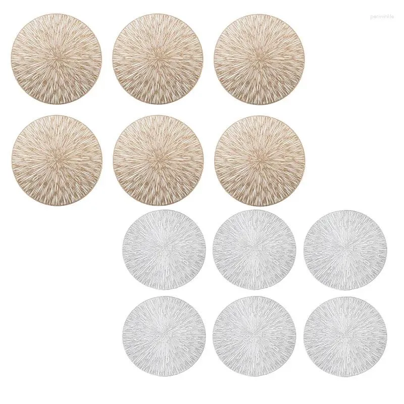 TABELA MATS JFBL 6PCS ROUNDATEMAT RESTAURANTE PVC PVC Decoração de refeição Mat Linha anti-jantar Placa de bife