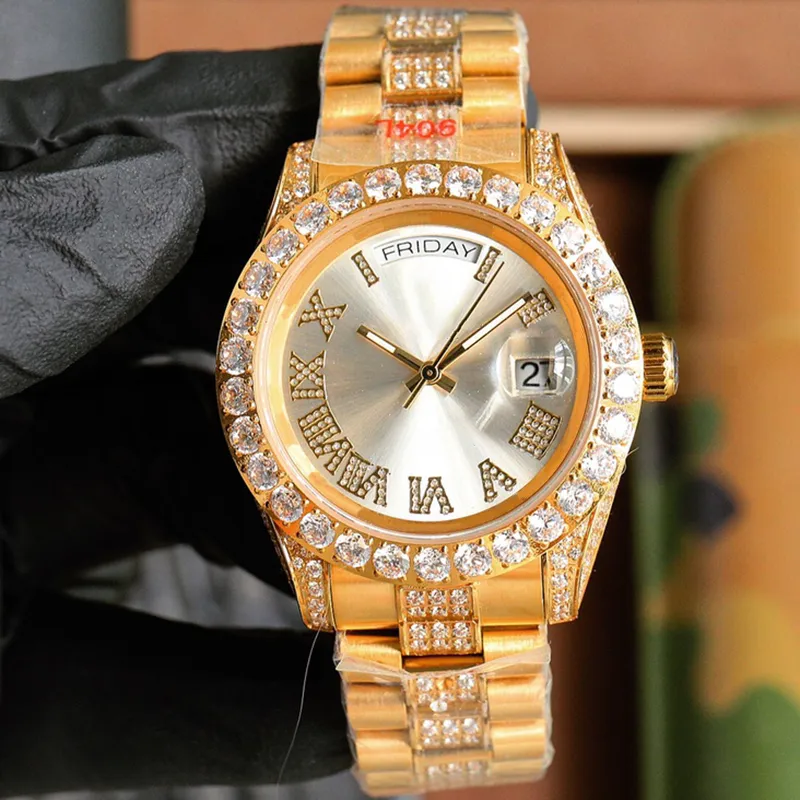 Diamantuhr für Herren, automatisches mechanisches Uhrwerk, Designeruhr, 40 mm, Montre de Luxe, modische Herrenuhr, wasserdicht, klassisches Business-Armband, Weihnachtsgeschenk