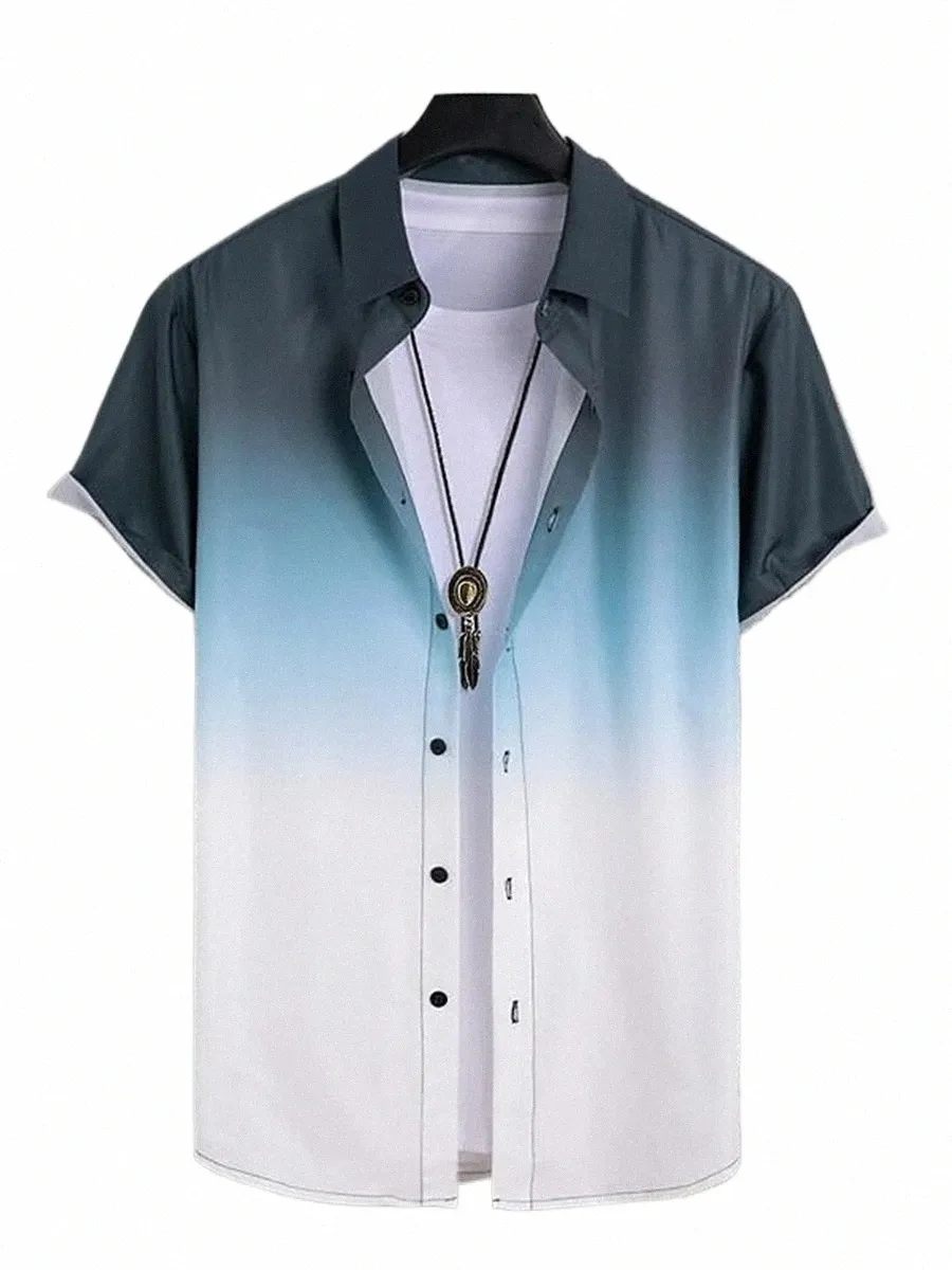 3-färgskjorta trycker sommaren Nya män Hawaiian kortärmad skjorta 2023 Men's Casual Beach Shirt Men's Overdimensionerade 5xl C4NU#