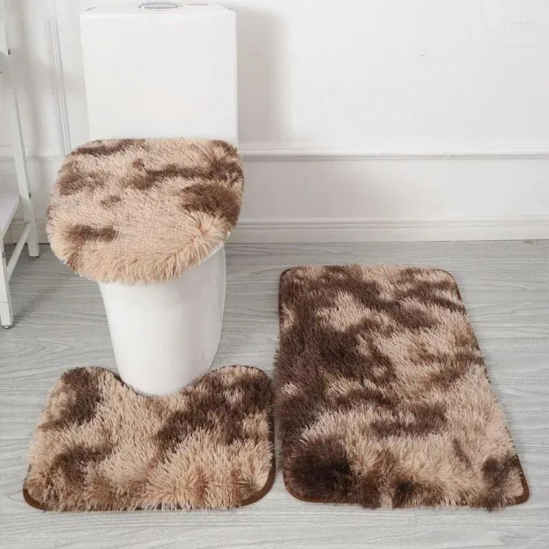 Bath Mats 3PCS/Set Toilet Seat Water Absorbtion Anti Slip Bathroom Mat Long Hair Carpet Durable Tapis Salle De Bain