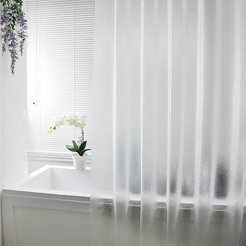 100% EVA 17S Thickened 3D shower curtain waterproof Luxury Transparent Translucent Bathroom Mildew Plastic Bath with Hook 240320