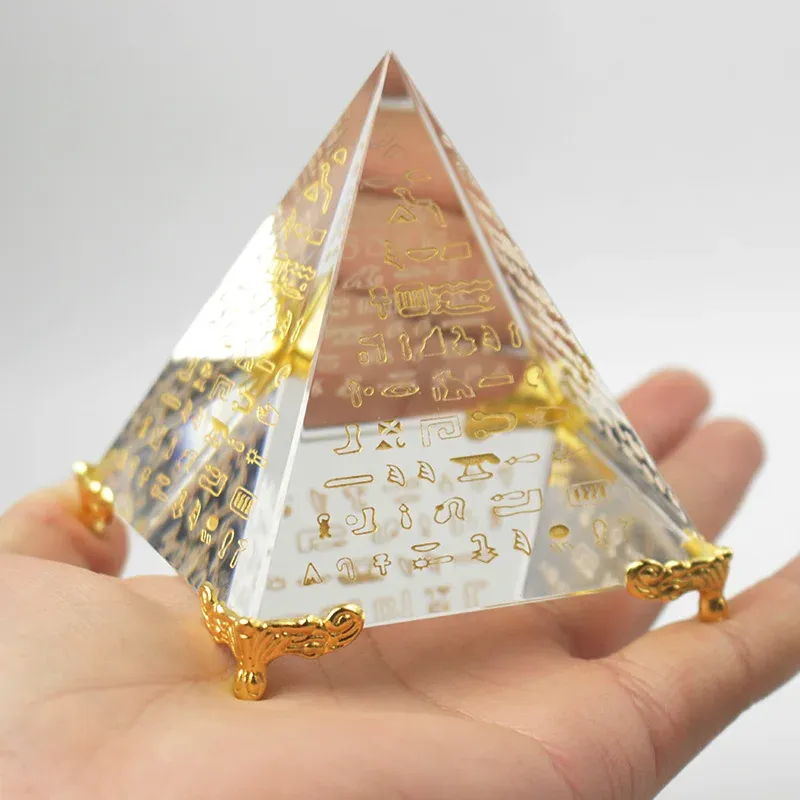 Miniatures uniques de guérison énergétique Feng Shui égyptien, cristal clair, pyramide Chakra, décoration de maison, décoration de salon