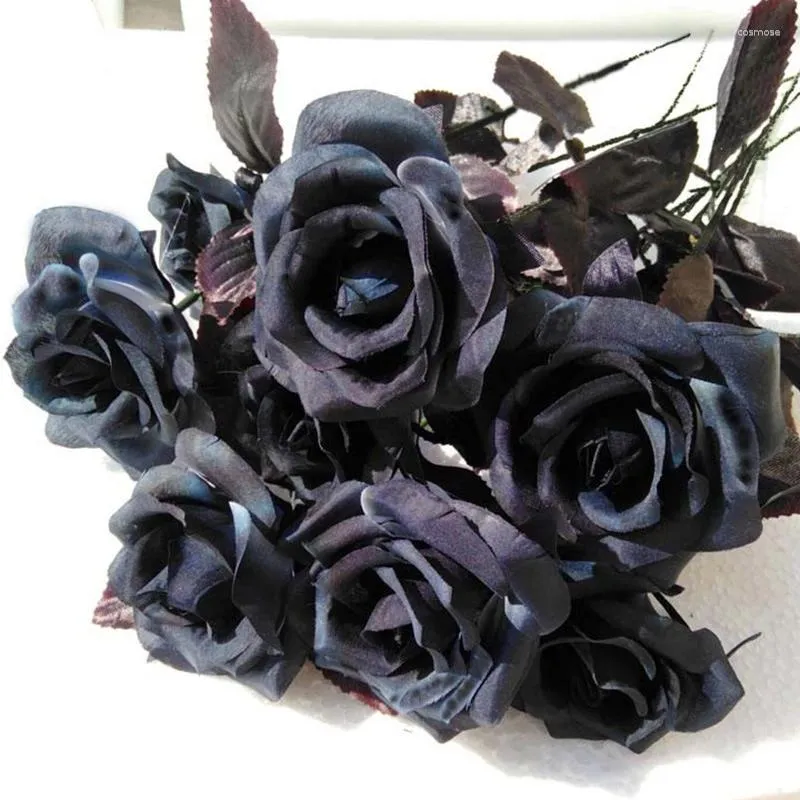 Dekorativa blommor 1st Simulated Black Rose Colorful Artificial Silk Fake Branch For Wedding Bridal Bouquet Dekorera Ordna