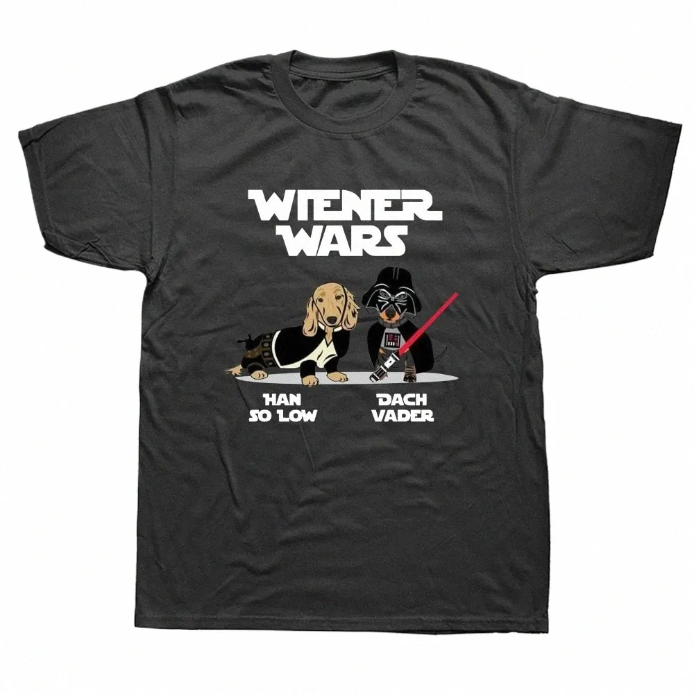 wiener Wars Funny Dachshund T Shirts Graphic Casual Fi Cott Streetwear Short Sleeve Summer Men Large Size T shirt M1Ny#