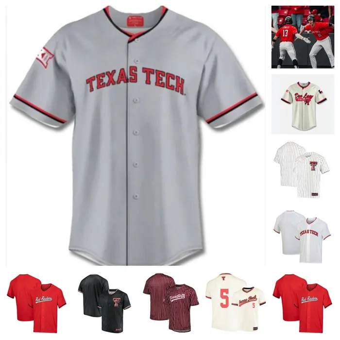 Personalizado Texas Tech 45 Derek Bridges 35 Garrett Crowley 36 Dax Dathe 8 Cade McGarrh 54 Jack Livingstone camisa de beisebol 31 Damian Bravo 28 Taber Fast 8 de McGarr