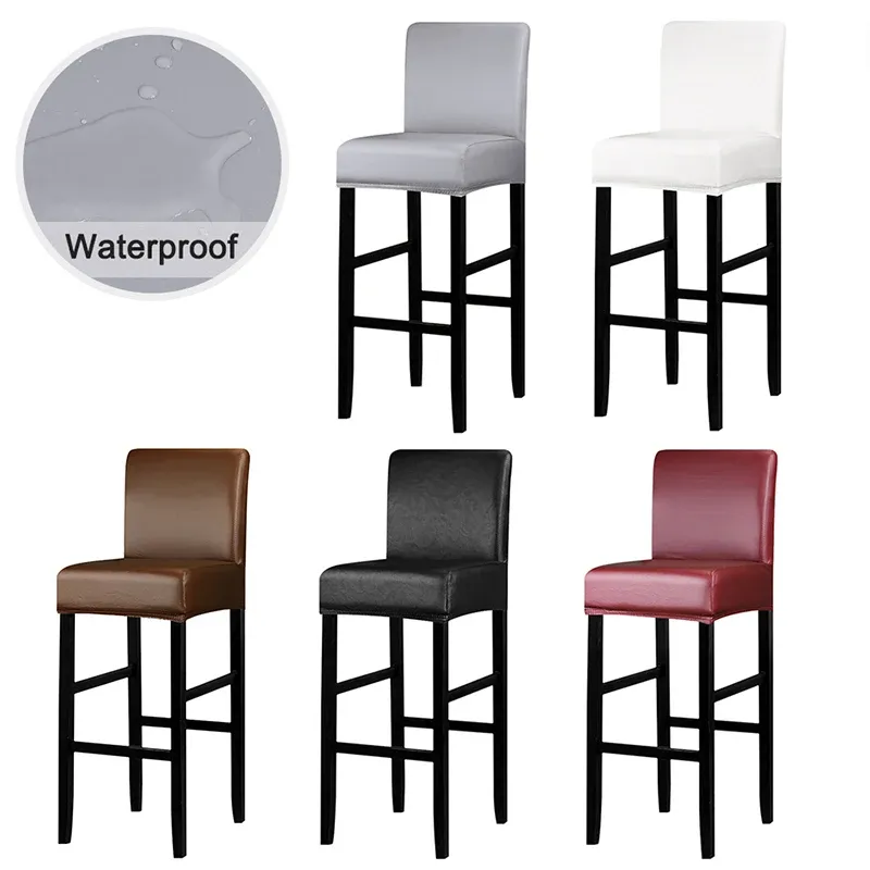Zaagbladen Waterproof Fabric Short Back Chair Cover Stretch Dining Seat Cover High Elasticity Bar Covers Chair for Kitchen Home Hotel