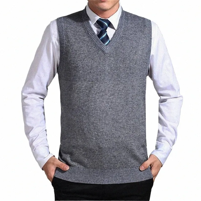 Coodrony 2020 Ny ankomst Solid Color Sweater Vest Men CMERE Sweaters Wool Pullover Men Brand V-Neck ärm Jersey Hombre X8W3#