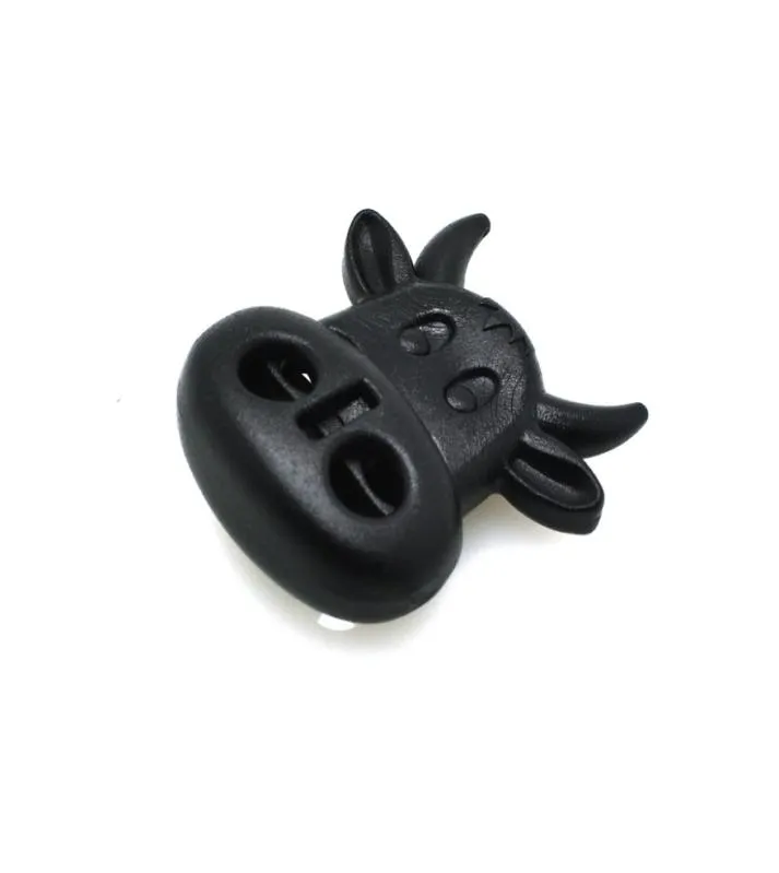 100PCSPACKプラスチックコードロックトグルストッパーOX COWヘッドスタイルトグルParacordNecklaceClothing Black6677793に広く使用されています