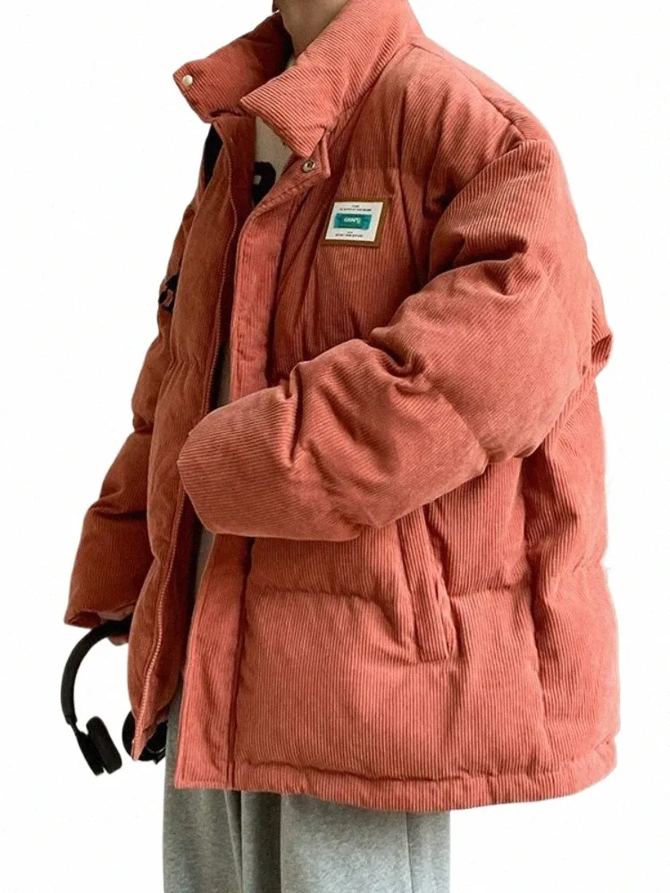 Juspinice Mens Winter Down Cott Parka velluto a coste addensare giacche calde cappotto allentato casual unisex streetwear giapponese Outwear Uomini z9vK #