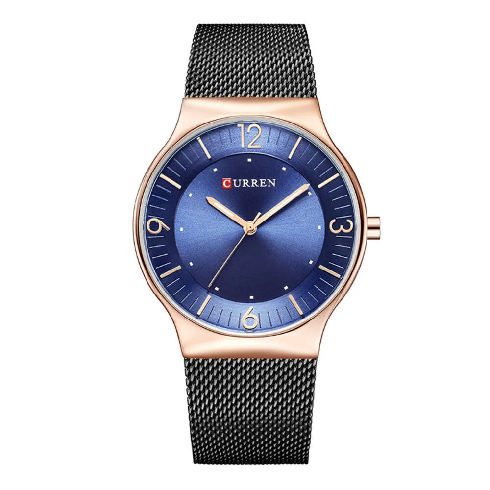 CURREN/CARREN 8304 Тонкие круглые минималистичные водонепроницаемые мужские часы с цифровой сеткой