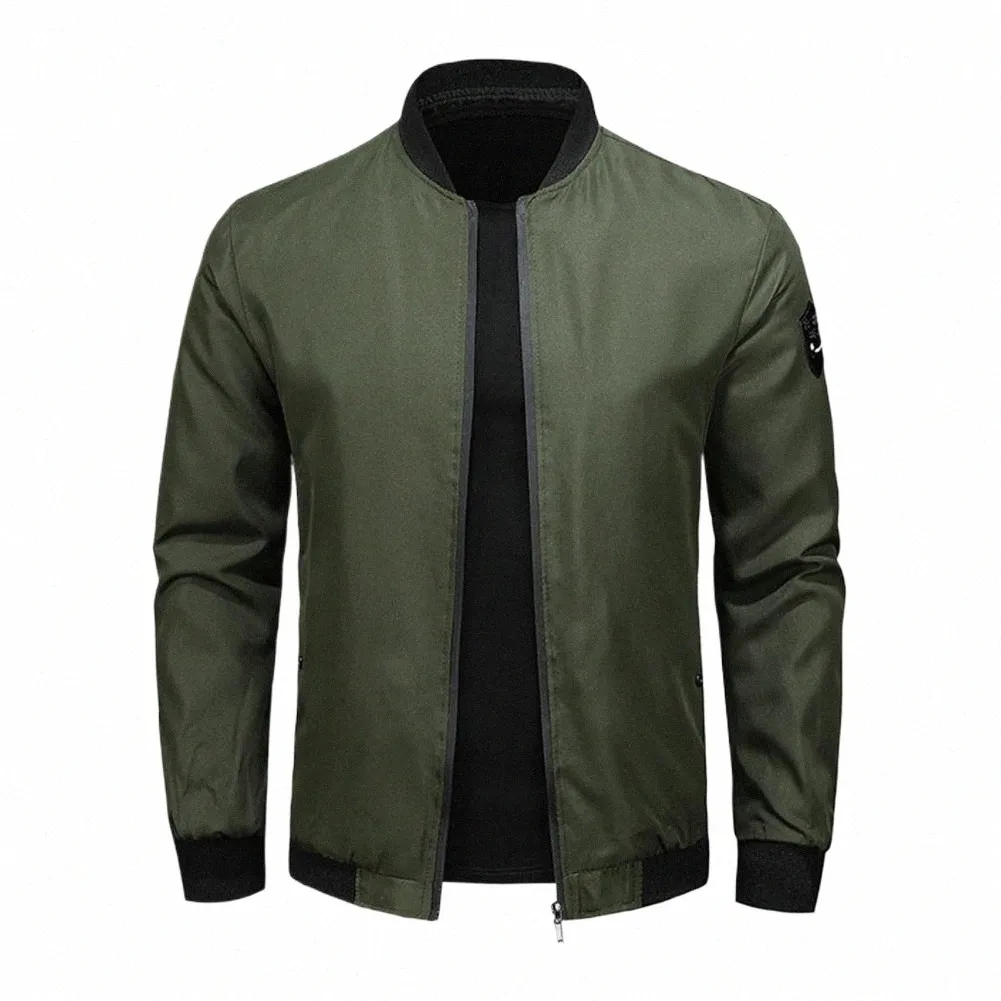 Plus la taille 3XL coupe-vent veste hommes Fi Casual couleur unie vestes manteau printemps automne Cam veste vêtement d'extérieur pour homme noir Z7ie #