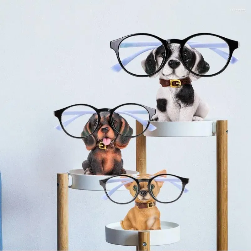 Storage Bags 1pcs Creative Dog Home Resin Decoration Animal Eyeglass Frame Painted Paint Craft Glasses