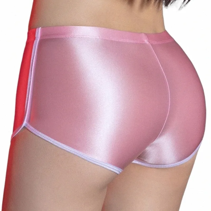 summer Spring Glossy Women Shorts Elastic Briefs Underpant Women Boxer Panties O8sN#