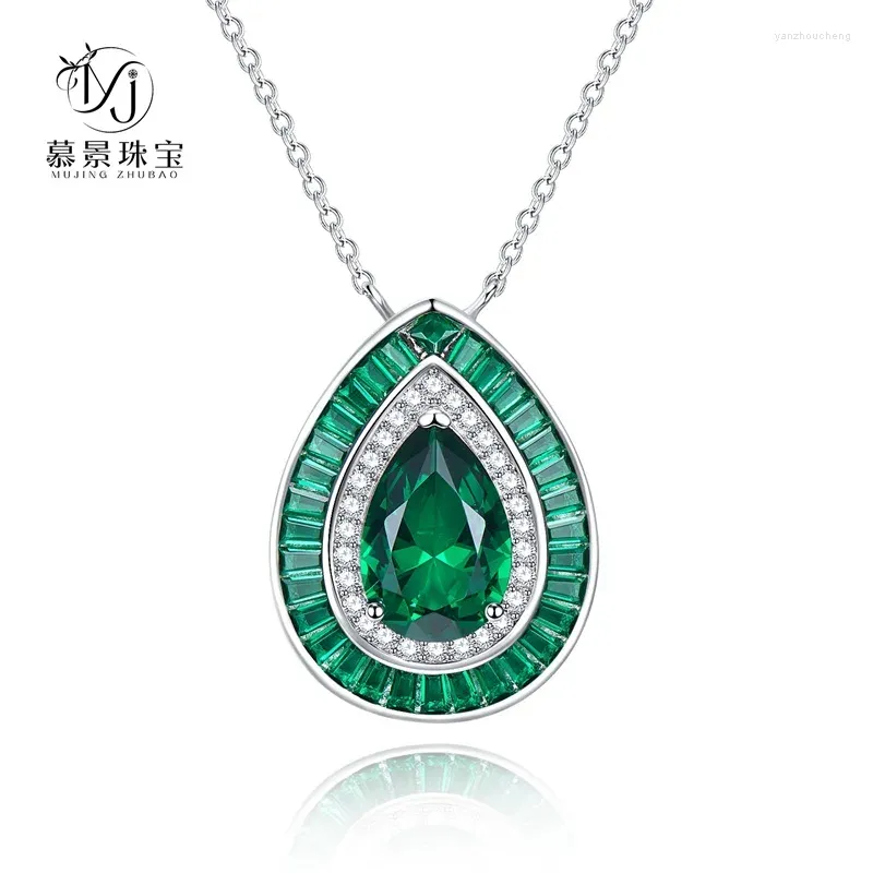 Pendentifs S925 Collier en argent Grand-mère Goutte d'eau verte 8 12 Boucles d'oreilles en diamant à haute teneur en carbone Femmes de luxe