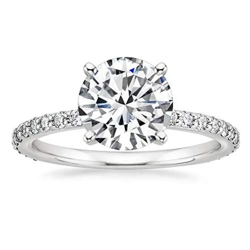 Cluster Rings Eamti 925 Sterling Silver for Women 1 25 CT Round Solitaire Cubic Zirconia Förlovningsring Promise Storlek 4-123179