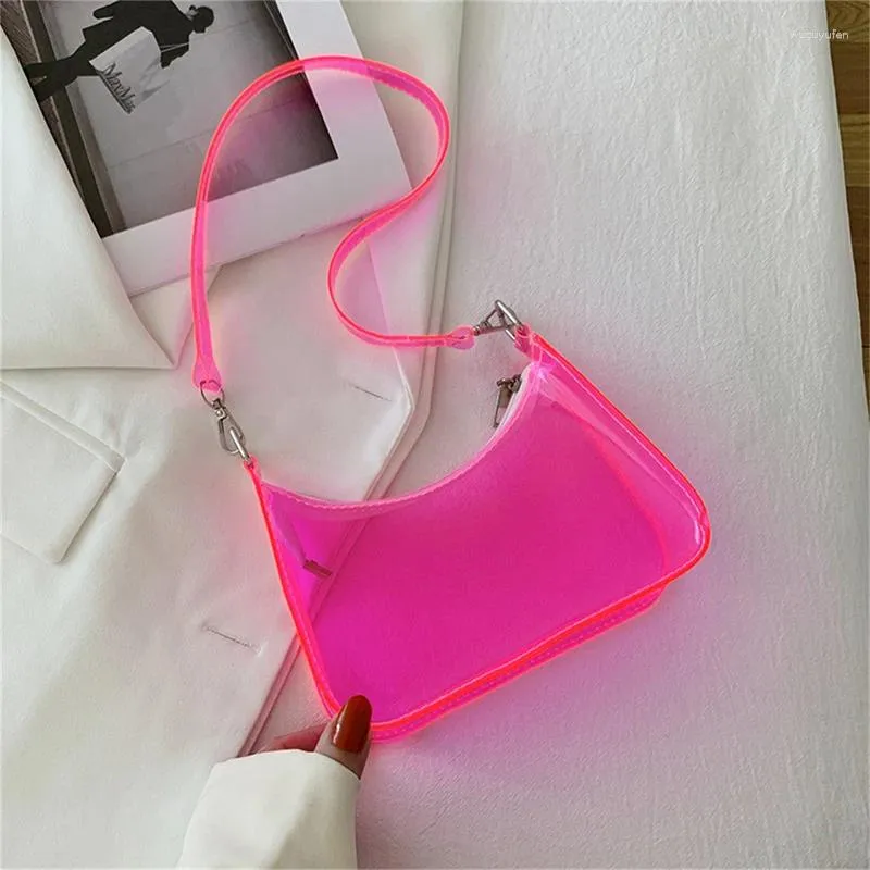أكياس مسائية شفافة عتيقة حقائب اليد كروس للنساء حلوى اللون أزياء مصغرة كتف الكتف PVC الحمل الإداري