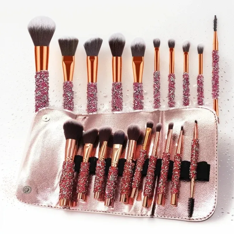 fashion Sanduhr-Make-up-Pinsel-Set – 10-teilig, Puder, Rouge, Lidschatten, Falten, Concealer, Brauenliner, Smudger, dunkelbronzefarbener Metallgriff, Kosmetik-Mischwerkzeuge