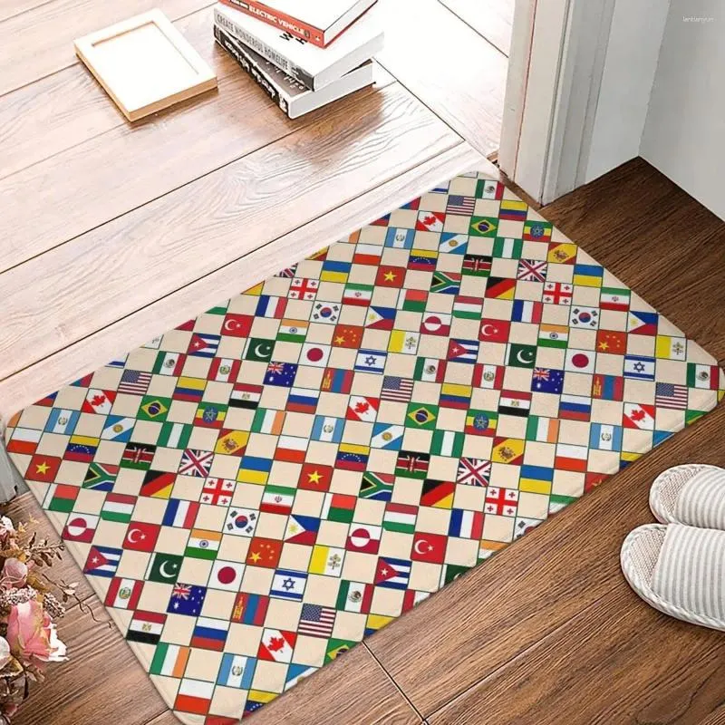 Tapis drapeaux des pays du monde, cadeau International, paillasson, tapis de pied, anti-usure, pour salle d'entrée, couloir de cuisine