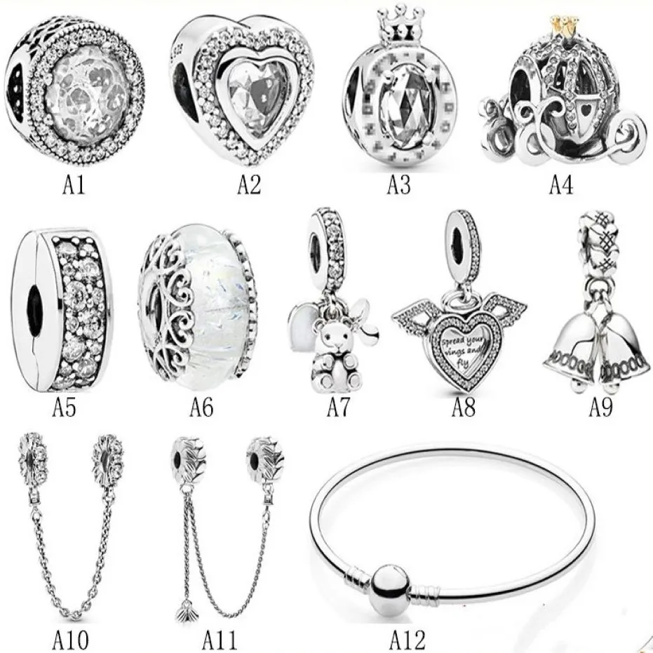 New Arrival 925 Sterling Silver Pacifier Pumpkin Car Angel Wings beads DIY Fit Original European Charm Bracelet Fashion Women Jewe3091