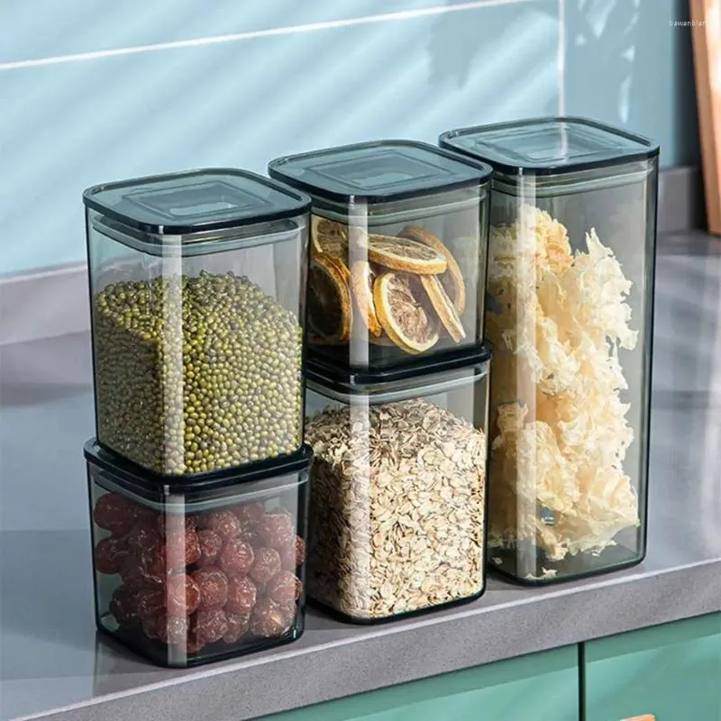 Storage Bottles Clear Cereal Box Portable Stackable Plastic Food Container Space Saving Airtight Tea Pot Kitchen