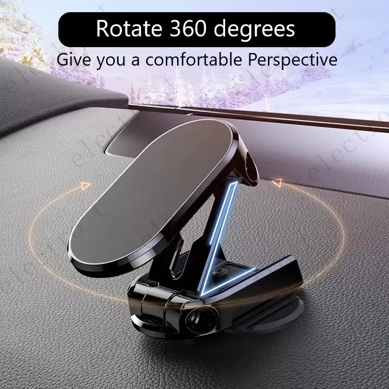 Universal Phone Holder 360 접이식 자기 자동차 회전식 미니 스트립 모양 스탠드 금속 강력한 자석 GPS 자동차 iPhone 용 마운트 삼성 화웨이 전화 홀더 MQ50