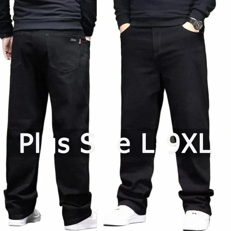 Man Black Jeans Big Size Denim Fabric Pants for Fat People 45-150 kg HOMBRE WIDE BEN Jeans Pantal Homme M3Jy#