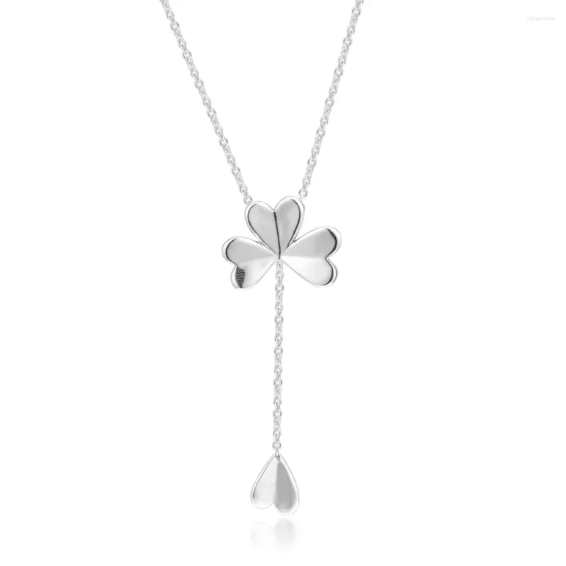 Ketten Mode Glück Vier-Blütenblatt Klee Kolye Choker Halsketten Für Frauen Schmuck Collares 925 Sterling Silber Kette