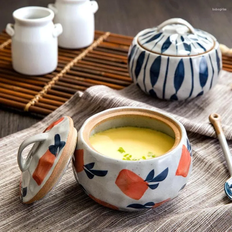 Bowls Japanese Pottery Stew Ceramic Cup With Cover Mini Dessert Soup Water Steamed Egg Bird's Nest Cups