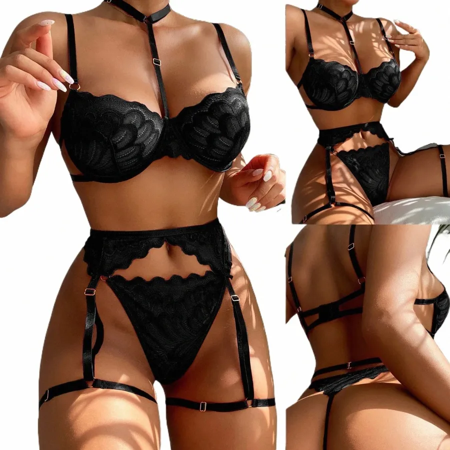 Soutien-gorge Érotique Brève Ensembles Femmes Jarretières G-Strings Patchwork Voir À Travers Lingerie Ensemble Dames Sexy Panty Sous-Vêtements Ensemble Sexy Costum 72dA #