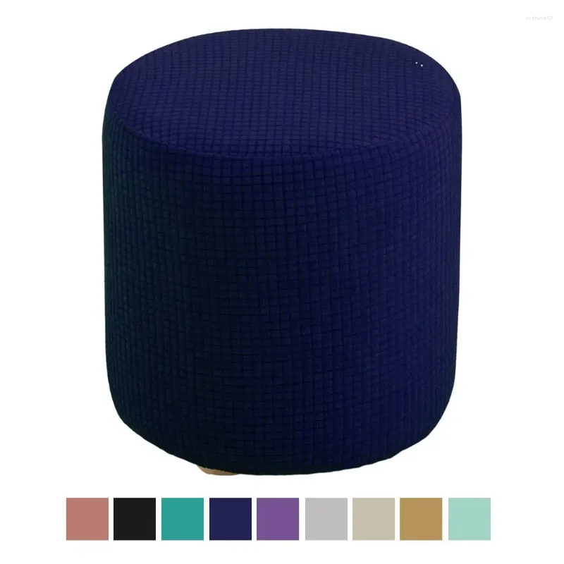 Cadeira cobre redondo otomano slipcover poliéster mistura footstool protetor estiramento com fundo elástico tecido jacquard lavável