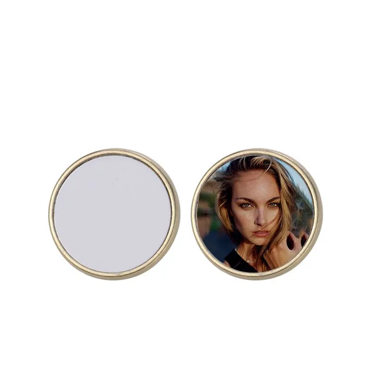 Party Sublimation Blank Gold Metal Pin Brooches with Butterfly Clutch Round Shape Badge for Custom Logo Name Printing