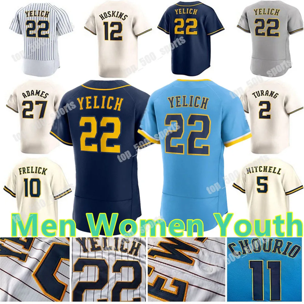 2024 Personnalisé 11 Jackson Chourio Christian 22 Yelich 10 Sal Frelick Jersey Willy Adames Luis Urias Contreras Rowdy Corbin Burnes Yount Mitchell Perkins Brice Turang