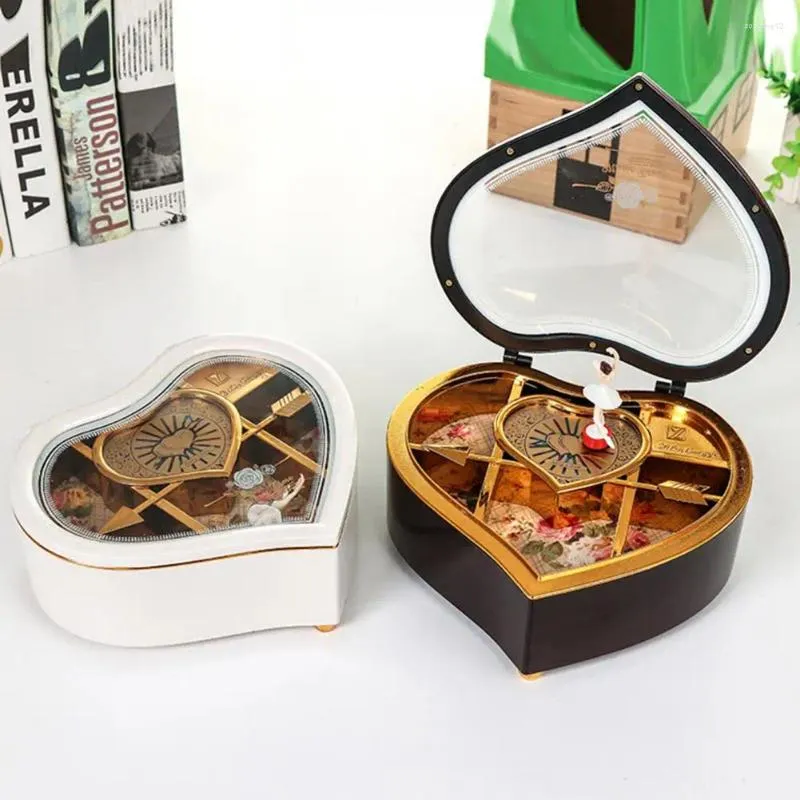 Dekorativa figurer Creative Stable Base Musical Jewelry Box Smooth Surface Transparent lock Multifunktionell musik