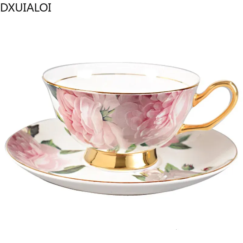 Keramische Europese koffiekop en schotel Klein vers bot China Keramische kop mok Afternoon Tea Flower Tea Cup 200ML DXUIALOI cadeau 240312