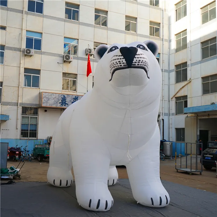 Ballon gonflable blanc géant de 5m 16,4 pieds de haut, ours polaire avec bande et souffleur pour la décoration d'événements en ville