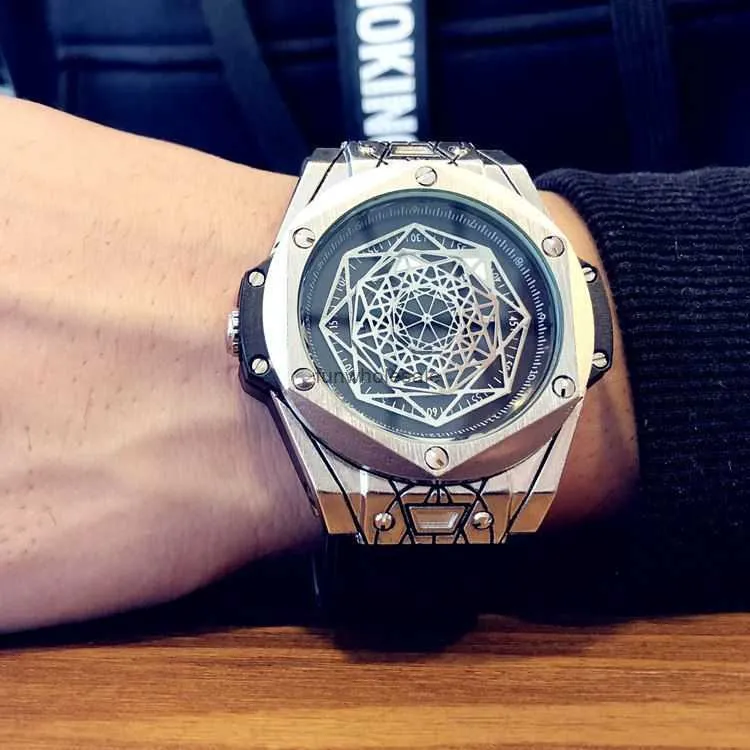 Europese en Amerikaanse stijl Fashion Trend Mens Waterdichte Watch Student Watch Heren Grote Dial Leather Watch Personality Quartz Watch Men