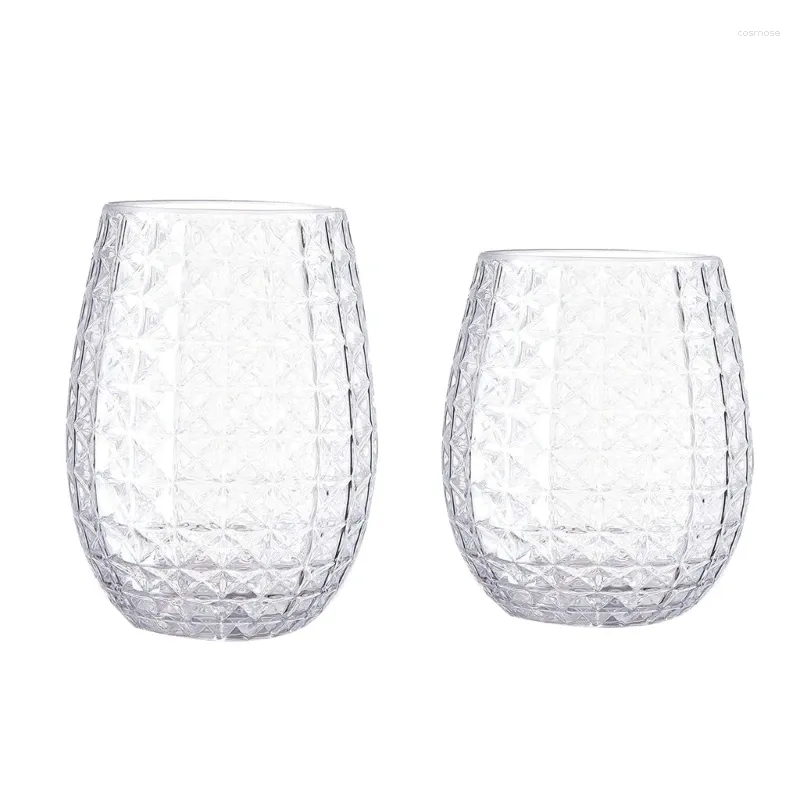 Gobelets jetables pailles 16oz/12oz, ananas, verre à vin en plastique, verre à Cocktail réutilisable