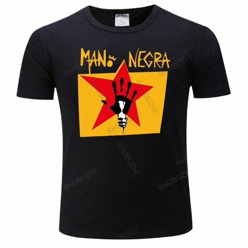 Nieuwe cott korte mouw Mano Negra Manu Chao Rock Band mannen Zwart T-Shirt Hoge Kwaliteit Top Tee T-shirt mannelijke vintage tee-shirt 74Vv #