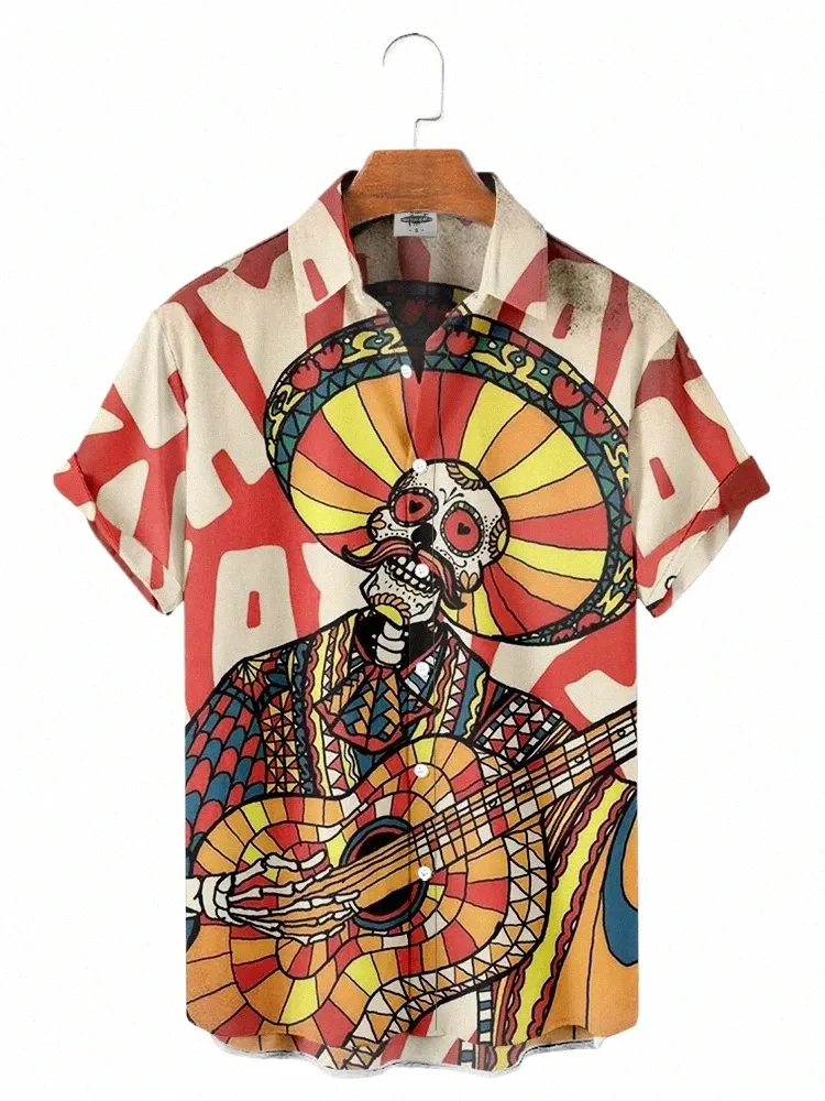 skull Pattern 3D Printed Men's Shirt Man/Women Casual Fi Short Sleeves Shirts Hawaiian Streetwear Oversized Unisex Clothing R79j#