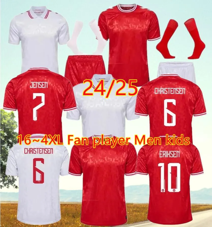 2024 Maillot de football Danemark 24 25 Euro KJAER HOME ROUGE ERIKSEN AWAY BLANC YURARY HOJBJERG CHRISTENSEN SKOV OLSEN BRAITHWAITE DOLBERG Chemises de football