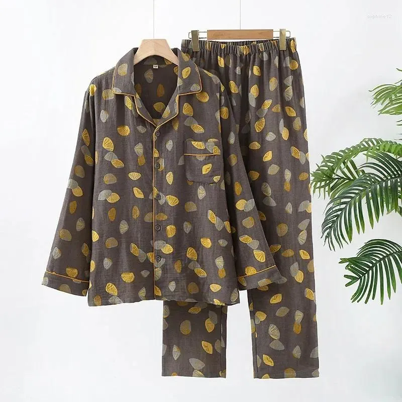 Hemkläder Bomull Män långärmade pijamas för män Sleepwear kläder vår och hösten jacquard pyjamas kostym