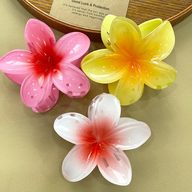 Designer Acrylic Summer Hawaii Simulation Flower Hair Clip Hairpin Flower Headdress for Beach Wedding Party Hair Accessories