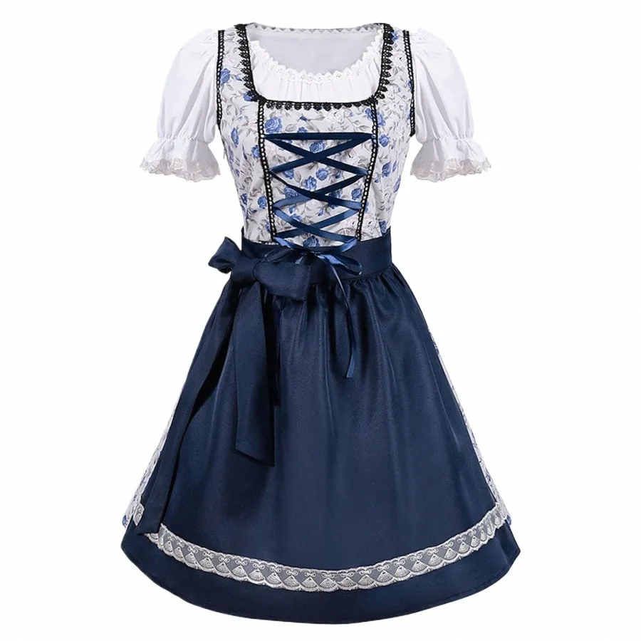 donne Plus Size Dr collo quadrato aprile per bavarese Oktoberfest Girl Costume Fr Bow Decorare Dr per la festa della birra tedesca K9PD #