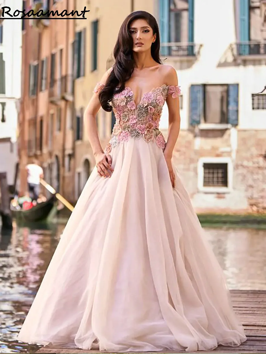 Light Pink Off-Shoulder Sleeveless A-Line Wedding Dress with 3D Floral Lace  Appliques from Dhgate A-Line Wedding Dresses - price 166.84