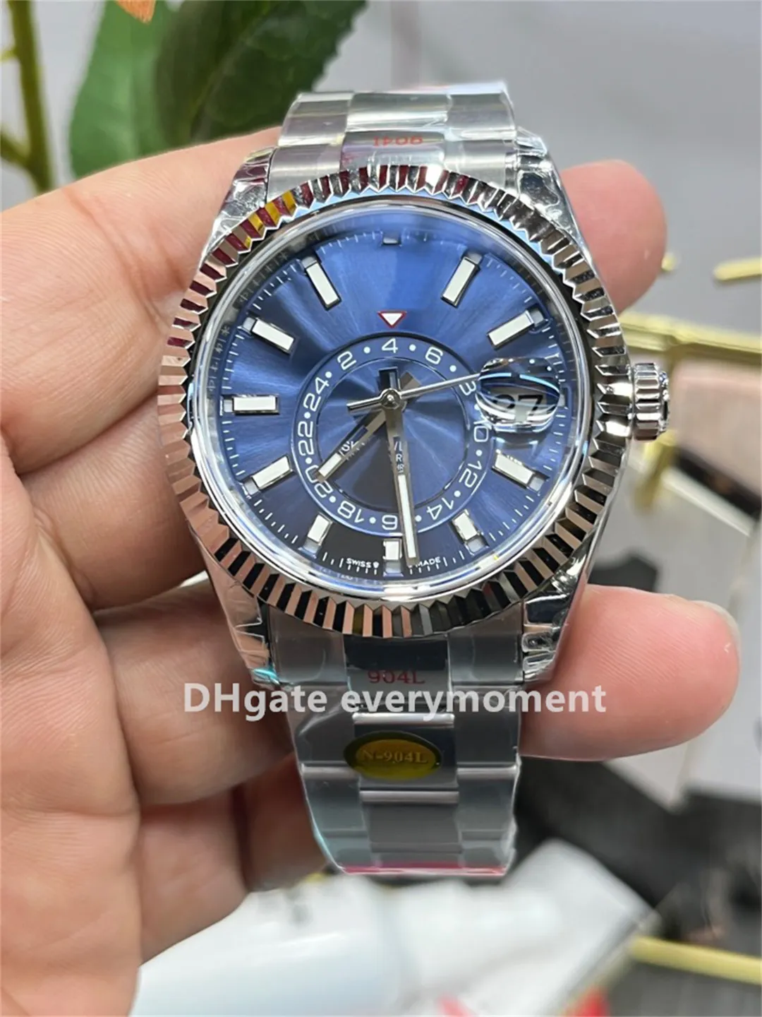 NF Factory Super Edition Herrenuhren 326934, 42 mm, automatisches mechanisches CAL.9001-Uhrwerk, Saphir-Nachtglühen, wasserdicht, blaues Zifferblatt, Luxus-Armbanduhren