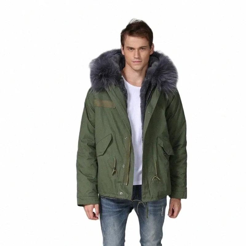 Atraente curto parka cinza casaco forrado de pele sintética invierno jaqueta grossa masculina blazer desgaste sobretudo de malha 723l #