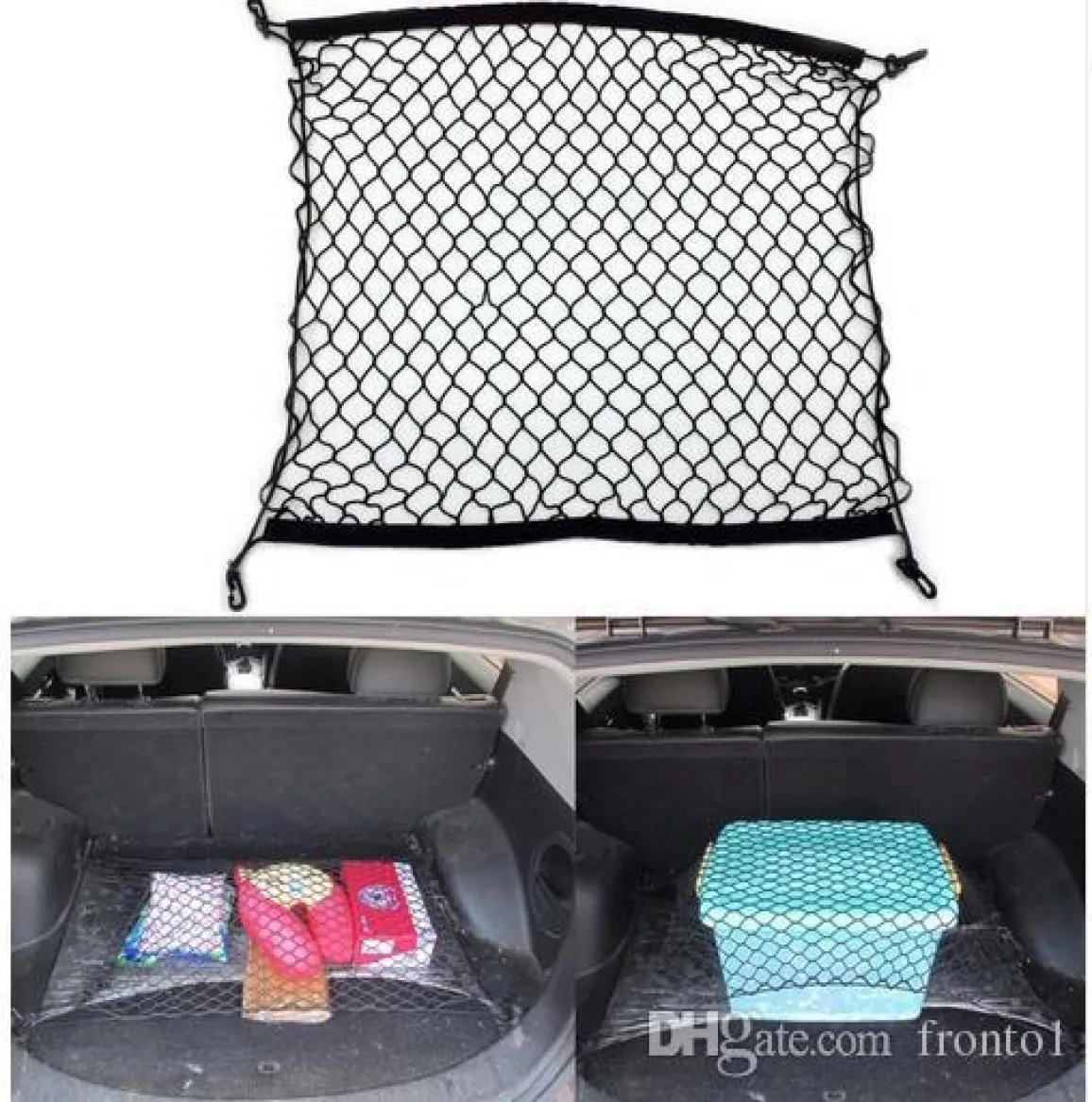 Filet de chargement en maille de voiture avec 4 crochets en plastique, organisateur de coffre d'automobile, support de sac de rangement, accessoires automobiles 70x70cm3896964